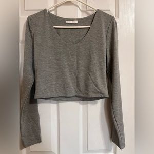 gray long sleeve top